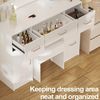 Schminktisch mit LED Beleuchtung Spiegel 6 Schubladen 6 Ablagen Hocker Bild 5