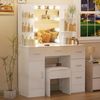 Schminktisch mit LED Beleuchtung Spiegel 6 Schubladen 6 Ablagen Hocker Bild 3