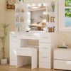 Schminktisch mit LED Beleuchtung Spiegel 6 Schubladen 6 Ablagen Hocker Bild 1