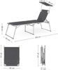 SONGMICS klappbare Sonnenliege, 65 x 200 x 48 cm, bis 150 kg belastbar, Liegestuhl, Gartenliege, extra groß, mit Sonnendach, Rückenlehne verstellbar, dunkelgrau GCB26GY Bild 5