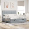 vidaXL Ottoman-Bett mit Matratzen & LEDs Hellgrau 200x200 cm Stoff 3314548 Bild 4