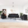 vidaXL 3-tlg. Sofagarnitur mit Kissen und Nackenrollen Schwarz Samt 3278456 Bild 3