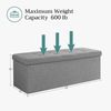 Sitzbank, 110 cm lang, Sitztruhe mit 120 L Stauraum, belastbar bis 300 kg, aus Leinen, hellgrau LSF77G Bild 6