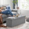 Sitzbank, 110 cm lang, Sitztruhe mit 120 L Stauraum, belastbar bis 300 kg, aus Leinen, hellgrau LSF77G Bild 4