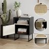 HEYZOEY Boho Nachttisch Rattan Beistelltisch Holz Schublade Eiche Regal Bild 5