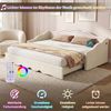 Polsterbett, Daybett, Tagesbett, Sofabett, Schlafsofa, Tagbett 90x200 cm, ausziehbar auf 180 cm, mit LED und USB-Anschluss, Beige Samt Bild 5