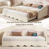 Polsterbett, Daybett, Tagesbett, Sofabett, Schlafsofa, Tagbett 90x200 cm, ausziehbar auf 180 cm, mit LED und USB-Anschluss, Beige Samt Bild 3