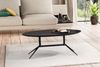 FineBuy Couchtisch 90x50x35 cm Mango Massivholz / Metall Schwarz Sofatisch Oval, Design Wohnzimmertisch mit natürlicher Holzmaserung, Kaffeetisch Wohnzimmer Modern Bild 2