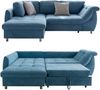 Ecksofa Schlafcouch Polsterecke L-Garnitur Bettkasten mit Ottomane links in Blau Bild 1