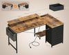 ODK L Form Schreibtisch 140x80x84.7cm Eckschreibtisch 4 Schubladen&Braun Bild 3