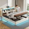 Furnishings Home Polsterbett Stauraumbett Doppelbett LED (Hydraulisch hebbarer Stauraum), Mit LED-Beleuchtung, Bettkasten, Ladefunktion, Samt, 140x200 cm Bild 2