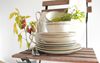 4er Suppenteller Set mit filigranem Linienspiel und edler Glasur, große tiefe Teller für Pasta und Suppen aus Keramik in modernem Vintage Look; Beige Bild 4