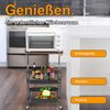 oyajia Rollwagen Küchenwagen mit 2 Ablagekörben und Holzplatte, Couchtisch C Form, (1 St), Multifunktionaler Beistelltisch für Küche, Wohnzimmer oder Büro Bild 3