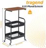 oyajia Rollwagen Küchenwagen mit 2 Ablagekörben und Holzplatte, Couchtisch C Form, (1 St), Multifunktionaler Beistelltisch für Küche, Wohnzimmer oder Büro Bild 2