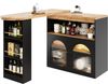 Bartisch B 138-193 x T 39 x H 105 cm, drehbar, aus MDF mit Glasfront und LED,Schwarz Bild 5
