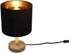 Tischleuchte Stoff Lampenschirm Schwarz/Gold & Holz Fuß, Höhe 34cm Bild 2
