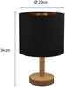 Tischleuchte Stoff Lampenschirm Schwarz/Gold & Holz Fuß, Höhe 34cm Bild 4