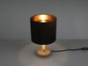 Tischleuchte Stoff Lampenschirm Schwarz/Gold & Holz Fuß, Höhe 34cm Bild 3
