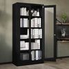 Jan Nowak Aktenschrank C012 Glasvitrine Büroschrank Universalschrank Flügeltürschrank Stahlblech Pulverbeschichtung abschließbar 185 x 90 x 40 cm (Schwarz) Bild 3