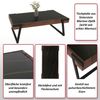 Couchtisch HWC-L89, Sofatisch Wohnzimmertisch, Eisen 43x120x64cm Sinterstein Marmor-Optik schwarz Holz dunkelbraun Bild 2