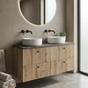 Waschtischunterschrank Saros 120 cm - Eiche - Waschbeckenunterschrank mit oberer Ablage Bild 2