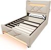 MODFU Polsterbett Modernes Stoffbett mit LED-Beleuchtung (Struraumbett, Funktionsbett, 90*200, Ohne Matratze), mit USB-C Ladestation und hydraulischem Hubsystem Bild 5