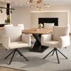 2er-Set drehbare Esszimmerstühle aus Samt in Beige, 88x60x60 cm, mit Armlehnen und Metallbeinen Bild 3