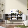 Sideboard 120 x 40 x 75 cm aus Metall mit 6 Fächern – weißer Schrank mit Anti-Kipp-Sicherung Bild 3