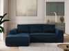 Ecksofa mit Schlaffunktion, Bettkasten und losen Kissen für das Wohnzimmer - TRENTINO - Dunkelblau Velvet - links Bild 3