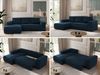 Ecksofa mit Schlaffunktion, Bettkasten und losen Kissen für das Wohnzimmer - TRENTINO - Dunkelblau Velvet - links Bild 2