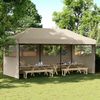 vidaXL Pop-Up Partyzelt, faltbar, mit 3 Seitenteilen, Stahl / PE, Taupe, 315 x 292 x 580 cm Bild 1