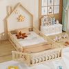 Kinderbett 90×200 cm mit Rundum-Rausfallschutz und Schornstein-Design, Natur, ohne Matratze Bild 4