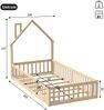 Kinderbett 90×200 cm mit Rundum-Rausfallschutz und Schornstein-Design, Natur, ohne Matratze Bild 5