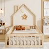 Kinderbett 90×200 cm mit Rundum-Rausfallschutz und Schornstein-Design, Natur, ohne Matratze Bild 2