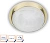 LED Deckenleuchte rund, Glas Alabaster, Dekorring Messing poliert, Ø 30cm Bild 2