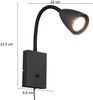 Flexible LED Leselampe, Wandleuchte mit Schalter & Stecker, Schwarz Höhe 23,5cm Bild 4