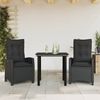 vidaXL 3-tlg. Garten-Essgruppe mit Kissen Schwarz Poly Rattan 3212752 Bild 1