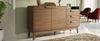 Sideboard 120x40x77 cm, Eiche dunkel mit Marmor-Optik Platte, 3 Schubladen & Doppeltürschrank, kehrroboterfähig,Eiche Bild 2