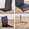 Freischwinger Stühle 4er-Set mit Kunstleder, ergonomischem Sitzkomfort, hoher Rückenlehne, verchromtem Metallgestell, schwarz Bild 5