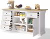 SeedWave Buffet Vielseitiges Sideboard mit Ladefunktion, 150cm Klappbare Tischplatte Küchen Schrank mit 2 Ausziehbare Tablette, 1,5m Stromkabel Bild 2