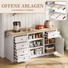 SeedWave Buffet Vielseitiges Sideboard mit Ladefunktion, 150cm Klappbare Tischplatte Küchen Schrank mit 2 Ausziehbare Tablette, 1,5m Stromkabel Bild 4