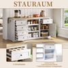 SeedWave Buffet Vielseitiges Sideboard mit Ladefunktion, 150cm Klappbare Tischplatte Küchen Schrank mit 2 Ausziehbare Tablette, 1,5m Stromkabel Bild 3