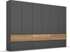 rauch Kleiderschrank; Drehtürenschrank WINNIPEG, 6-türig, 6 Schubkästen, Graumetallic/Eiche Halifax, 271x210x56xcm Bild 3