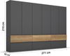 rauch Kleiderschrank; Drehtürenschrank WINNIPEG, 6-türig, 6 Schubkästen, Graumetallic/Eiche Halifax, 271x210x56xcm Bild 4