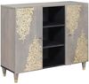 Sideboard, Kommode Grau und Gold 90 x 33 x 75 cm Massivholz Mango j1707p Bild 2