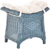 Krines Home Sitzhocker Fußhocker Stabiler Sitz-Hocker/Schemel aus echtem Rattan mit Kissen Bild 1