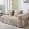 2-Sitzer Sofa ohne Montage, mit Kissen & Seitentaschen, 158x90x60 cm, Khakifarbe Bild 4