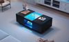 Couchtisch mit Glaseinsatz, LED-Beleuchtung & 2 Schubladen, 100x50x35,5 cm, schwarz Bild 2
