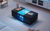 Couchtisch mit Glaseinsatz, LED-Beleuchtung & 2 Schubladen, 100x50x35,5 cm, schwarz Bild 3