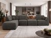 Wohnlandschaft modular NOARA 6M L, Eckcouch mit Wellenfederung, freistehendes Ecksofa, Modernes Design - Dunkelgrau Velvet - Links Bild 4